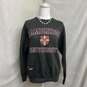 Cambridge University Crewneck Sweatshirt Gray M Collegiate Logo Pullover